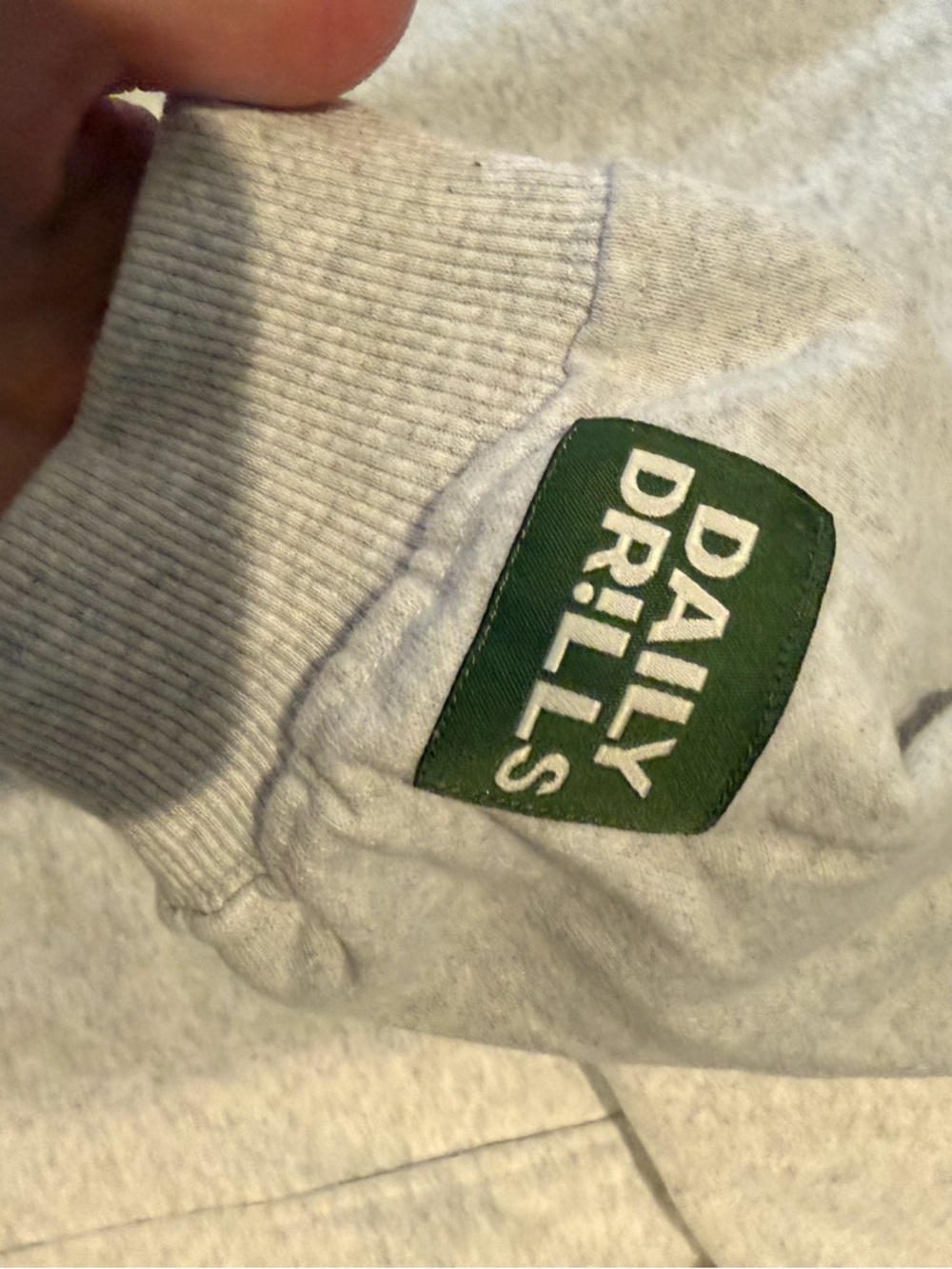 Daily Drills Oversized Heather Grey Fleece Henley Sweatshirt - Picture 4 of 4